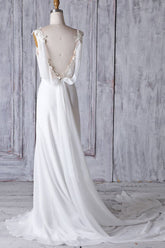 Cheap Sheath Lace Chiffon Long Beach Wedding Dresses - MyChicDress